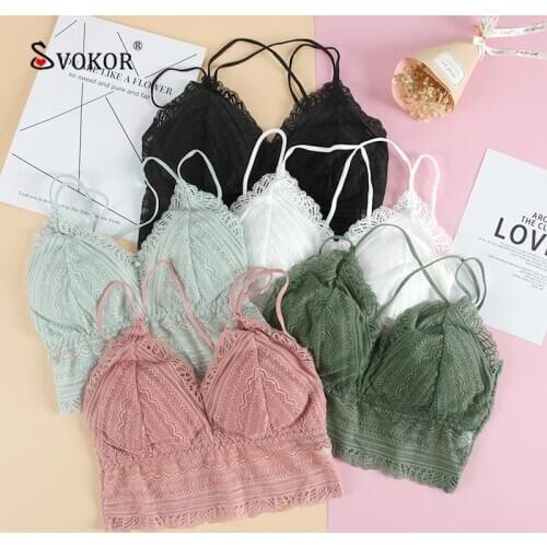 SVOKOR Seamless Sexy Lace Bra Gathers Wireless Sling Beautiful Back Comfortable Small Chest Underwear