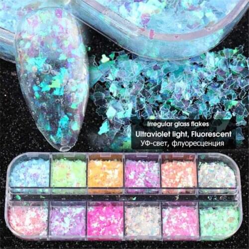 Nail Art Glitter Powder Fairy Sequins Decoration DIY 12 Grids/box Laser Flakes