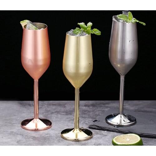 Stainless Steel Goblet Creative Metal Cocktail Wine Glass Champagne Cup Anti-fall Durable Cocktail Wine Glass 200ml Home Party