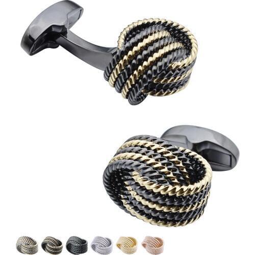 Brand Hawson Fashion Jewelry Knot Cufflinks for Men Wedding Gift Cuff Links with Luxury Cufflinks Gift Box