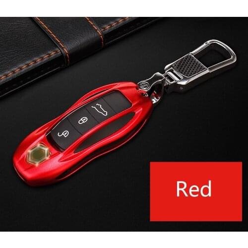 Car Key Case Cover Aluminum Alloy Key Shell Protector Storage Bag Red Black for Porsche Panamera Cayenne Macan 911 918