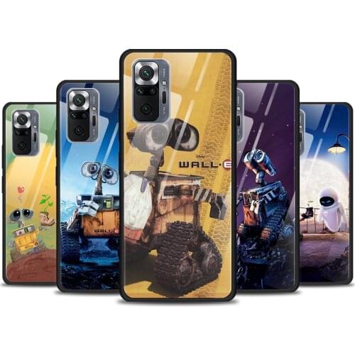 Disney Movie WALL·E for Xiaomi Redmi Note 10 Pro Max 10S 9T 9S 9 8T 8 7 Pro 5G Luxury Tempered Glass Phone Case Cover