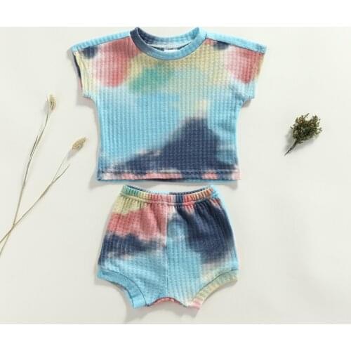 Children 2pcs Clothes Suit For Summer Baby Boys Girls Unisex Short Sleeve O-neck Casual T-shirt+Elastic Waist Shorts Outwear Set