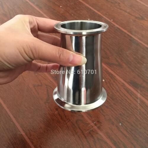Pipe OD 63MM to51MM 2.5"to 2" Sanitary Ferrule Reducer Fitting SS304 to Tri Clamp Ferrule OD 77.5mm to 64mm