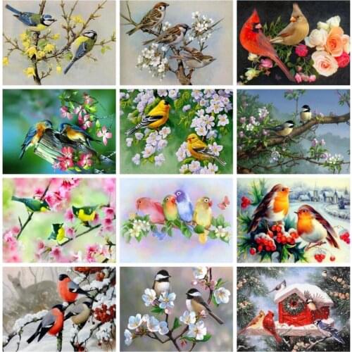 Diy Branch Birds Diamond Painting Sparrows Mosaic Art Sticker Embroidery Stones Picture Puzzle Toys Kids Gifts Decor Small Size