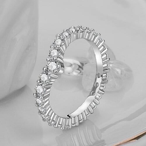 Designer original new silver inlaid full circle full diamond heart-shaped ring exquisite luxury charm ladies engagement jewelry