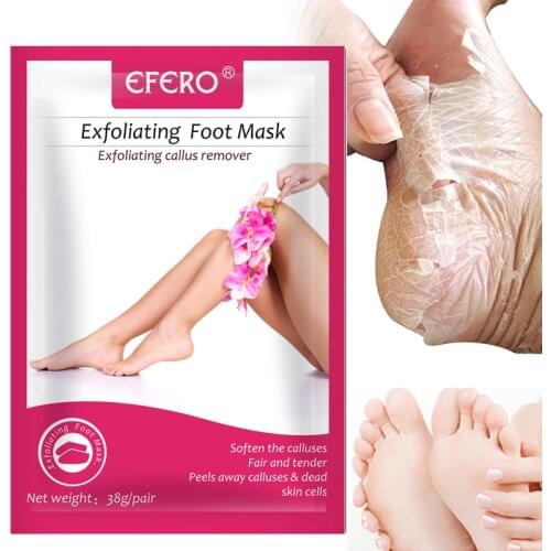 Efero 2pc=1pair Feet Exfoliating Foot Mask Peeling Dead Skin Feet Mask Pedicure Socks Foot Cream Remove Dry Skin Moisture TSLM1