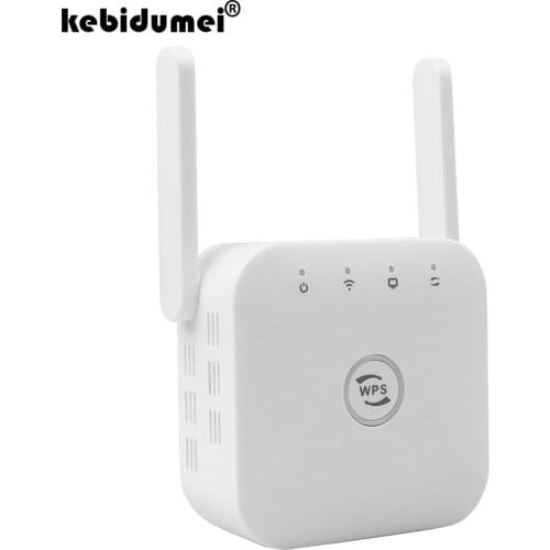 Kebidumei 300mbps Wireless Wifi Repeater Extender RJ15 Amplifier 802.11n/b/g Long Range Signal Booster 2.4G 2 Antenna WPS Button