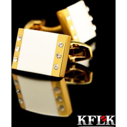KFLK Luxury 2018 NEW shirt cufflinks for mens Brand cuff buttons Gold cuff links Crystal High Quality abotoaduras Jewelry