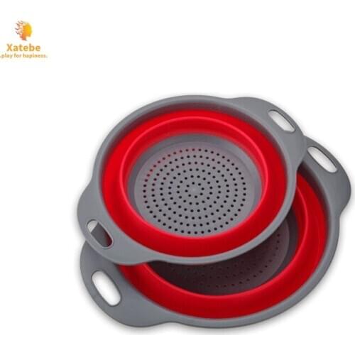 Outdoor Camping Tableware Sets Silicone Folding Colander Strainer Draining Bowl Portable Camping Cookware Folding Strainer Bowl