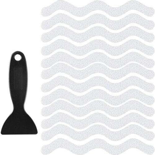Bathtub Stickers6/12/24 PCS Non-Slip Adhesive Strip,Texture Safety Transparent Bath Tub Shower Stickers with 2 Scraper