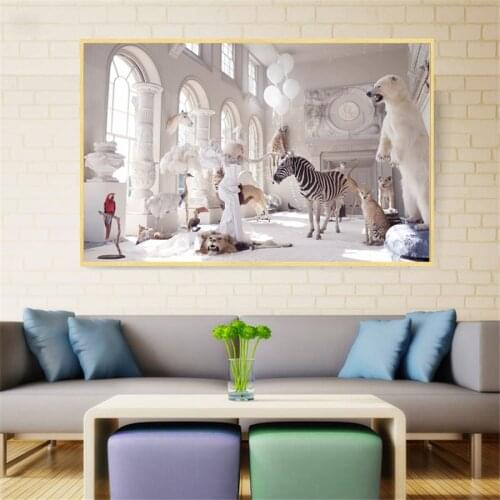 Wall Pictures for Living Room Created World Cartoon Lion Horse Zebra Painting on Canvas Posters and Prints Home Decor Cuadros