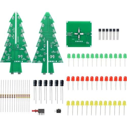 Three-Dimensional 3D Christmas Tree LED DIY Kit Red/Green/Yellow LED Flash Circuit Kit Electronic Fun Suite