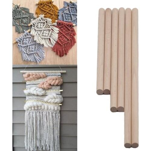 New Arrival 6Pcs Round Wooden Woven Sticks Beech Sticks For Tassel Handmade Woven Home DIY Decoration Stick Tools Accessories