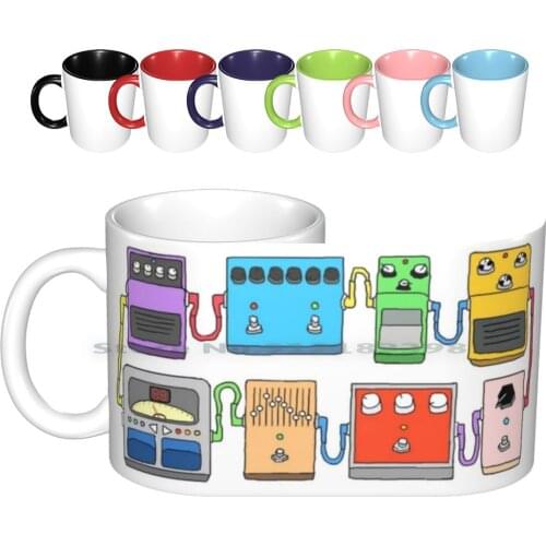 Guitar Pedals Recording Studio Engineer Guitarist Gear Foot Effect Pedals Music Illustration Mug Sticker T-Shirt Etc... Ceramic