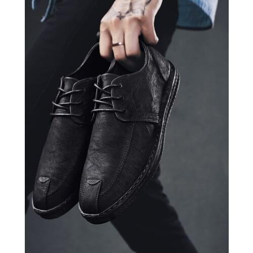 Leisure Shoes Casual Shoes Man Fashion Men Black Mens Zapatos Hombre Cuero Vintage Leather Light For Male Shoe