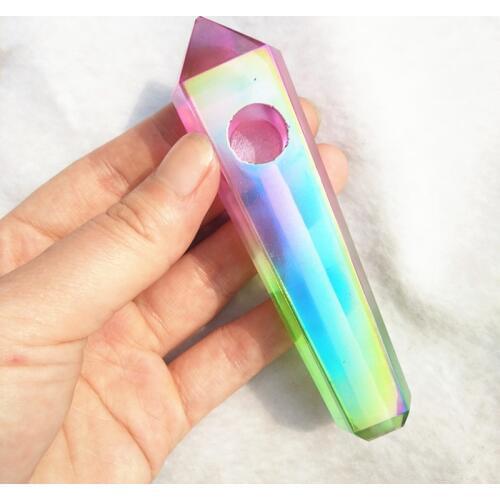 Drop Shipping wholesale Natural Aura quartz Crystal Smoking Pipe + strainer quartz stone healing wand Free Shipping