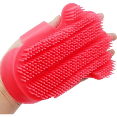 Adjustable Pet Dog Cat Finger Bath Massage Brus Comb Glove Hair Fur Grooming Massaging Mit pet shower dog brush pet supplies