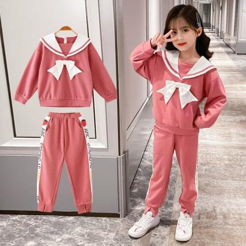 Girls Clothes Autumn Spring Long Sleeve Big Bow Shirts+Pants Suits Kids Clothes Teen Children Clothing Sets 5 6 7 8 9 10 12Years