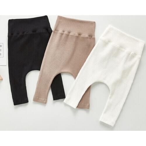 New Newborn Baby Girls Boys Keep Warm Pure Color Children High Waist Pants Fashion Boys Girls White Backing Pants Kids Pants