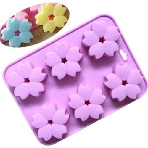 6 Holes Snowflake Fondant Cake Silicone Mold 3D Flower Shape Soap Mold Chocolate Baking Tool Candy Jelly Moulds For Kids Favor