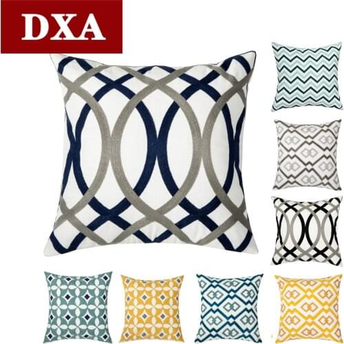 Blue Cushion Cover Retro Geometry Style Pillow Case for Living room 45x45cm Chair Cover Home Decoration Pillow Case
