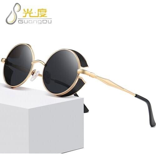 New Womens Polarizer Sunglasses Men Outdoor Driving Eyewear UV400 Round Frame Design Classic Punk Style Night Vision Glasses
