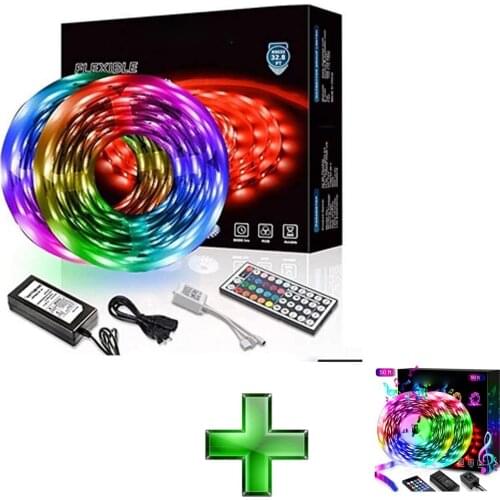 Led Strip Lights 32.8ft & 50ft LED Strip Lights, Music Sync Color Changing with 20 Keys Remote for Bedroom Home Party