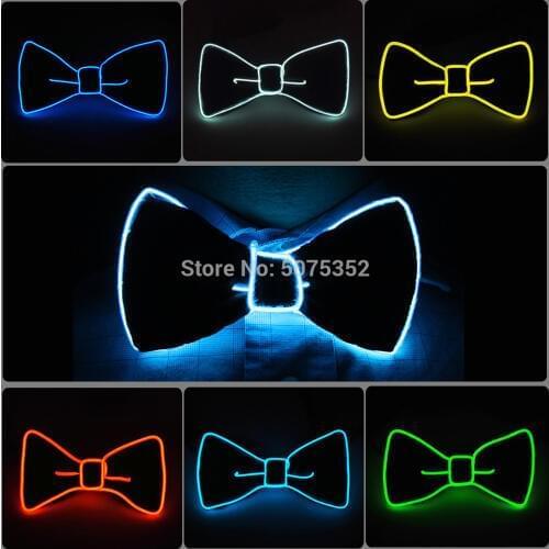 Dance Show Suit Glowing Bow Tie Light Up EL Wire Ties Novelty Men Flashing Luminous Bowtie For Halloween Night Club