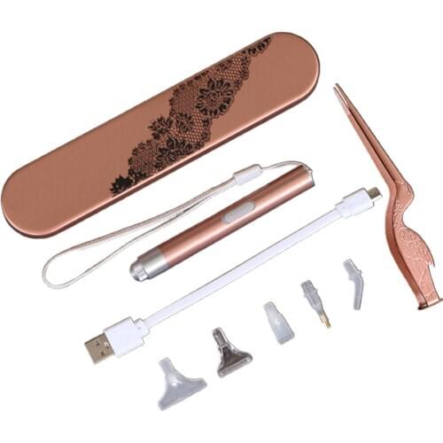 USB Rechargeable Luminous DIY Embroidery Tweezer Dot Point Drill Pen Charm Diamond Painting Tool Kit 3 5D Diamond Drawing Pens