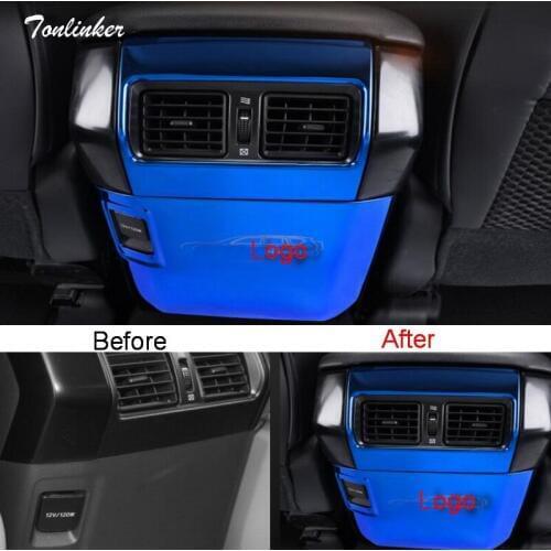 Tonlinker Cover Sticker For PRADO 2010-18 Car Styling 2 Pcs Stainless steel Interior Rear seat Outlet position Cover stickers