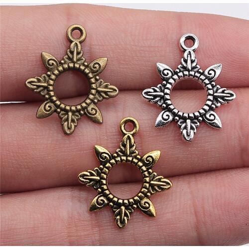 WYSIWYG 10pcs 22x18mm 3 Colors Antique Gold Antique Silver Color Antique Bronze Sun Charms Sun Pendant Charms For Jewelry Making