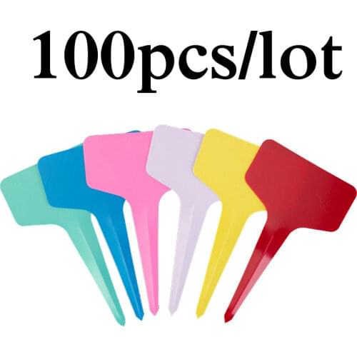 100PCS Plant Tags T Type Plant Markers Colorful Waterproof Label Nursery Garden Labels for Plant Pot Vegetable Seedling Tray