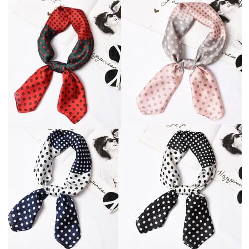 Yishine 20pcs Mix Colors Multifunction Flowers Dots Printed Womens Satin Small Square Wraps Scarves Shaw Polyester Silk Scarf