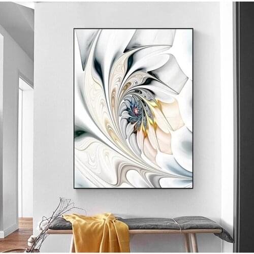 Abstract White Stained Glass Canvas Painting Nordic Prints and Posters Modern Wall Art Pictures for Living Room Home Decoration