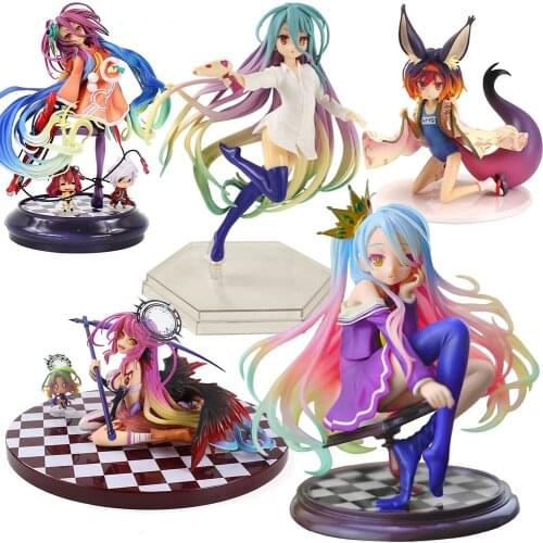 14-18cm No Game No Life Anime Shiro Imanity Sora Pretty Girl PVC Action Figure Mini Model Toys Dolls Decoration Brinquedos