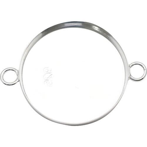 Beadsnice 925 Sterling Silver Jewelry Circle Coin Bezel Bracelet Charm Connectors Diy Making Wholesale Supply ID37557smt4