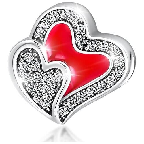 CKK Beads Original 925 Sterling Silver Charms Encased in Love with Red Enamel Bead Fits Pandora Bracelet kralen pulsera CK136