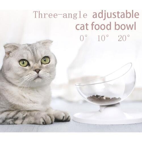 Cat Feeding Bowl 3-Angle Adjustable Cat Food Bowl Plastic Bowls Non-Slip Raised with Stand for Kitten and Small Medium Cats 1 or