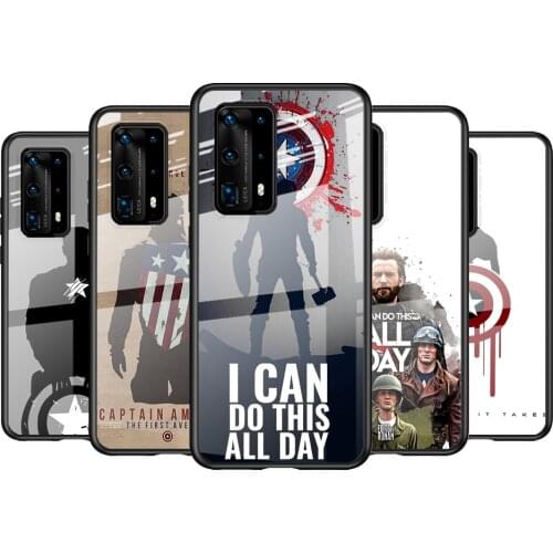 Tempered Glass Cover Captain America Art For Huawei P40 P30 P20 P10 Pro Plus Lite 5G 2019 Shockproof Shell Phone Case