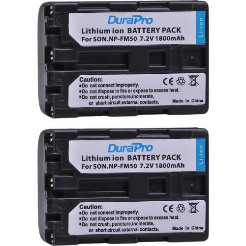 DuraPro 2pcs NP-FM50 NP FM50 FM50 1800mAh Rechargeable Li-ion Battery For Sony Alpha A100 DSLR-A100 A100K CCD-TRV408 DCR-PC105