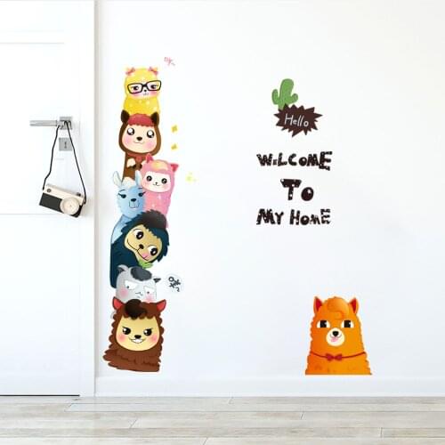 Cartoon Animal Door Stickers Kids Room Decor Bedroom Wall Stickers Creative Mural Home Living Room Decoration Wallpaper