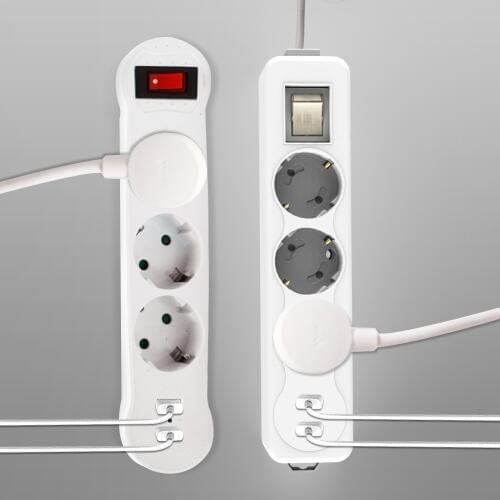 Dual USB EU Power Strip Porous Terminal Board Conversion Plug 1/4 Way Port Power Adapter Socket 16A Travel Plugs AC 110~250V