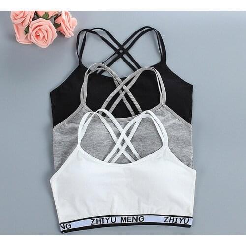 Cotton Underwear Sets Wireless Girls Bras Panties Sets Teenage Sports Training Bra 12-16Y Puberty Student Camisole Vest Panties