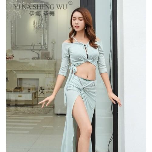 Loose Design Sexy Belly Dance Costume Tops Sexy Split Long Skirt Dance Costume Oriental Professional Dance Practice Clothes New
