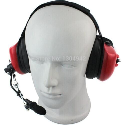 Red Color Military Noise Cancelling Overhead Headset Earpiece Boom Microphone with PTT 1pin for Yaesu Vertex Radio VX-6R 7R 6E