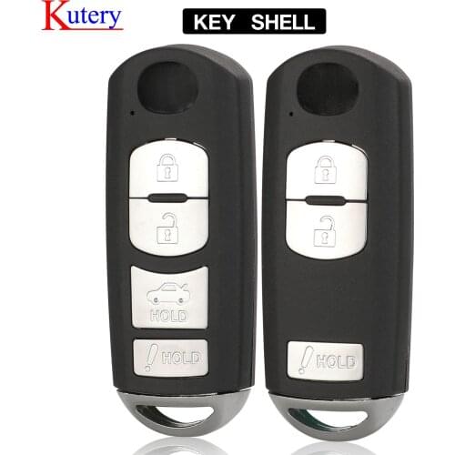 Kutery 3/4 Buttons Replacement Smart Remote Car Key Shell Case Fob For Mazda 3 6 CX-3 CX-5 Blade With Uncut Blank Key