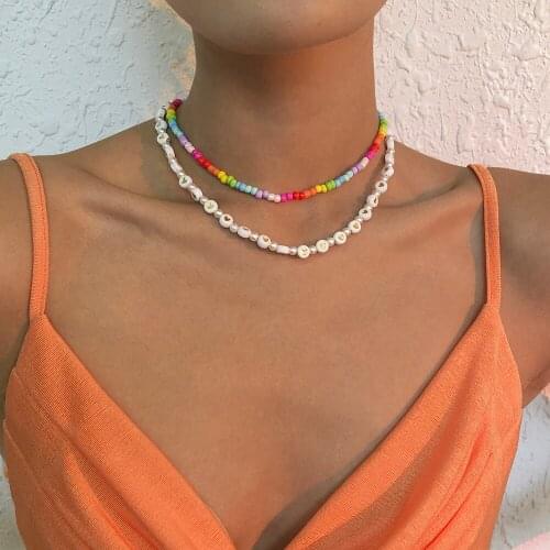 Lalynnly Exquisite High-Quality Resin Love Beaded Necklace For Women Girls Fashion Trend Simulation Pearl Wholesale Gifts N9225