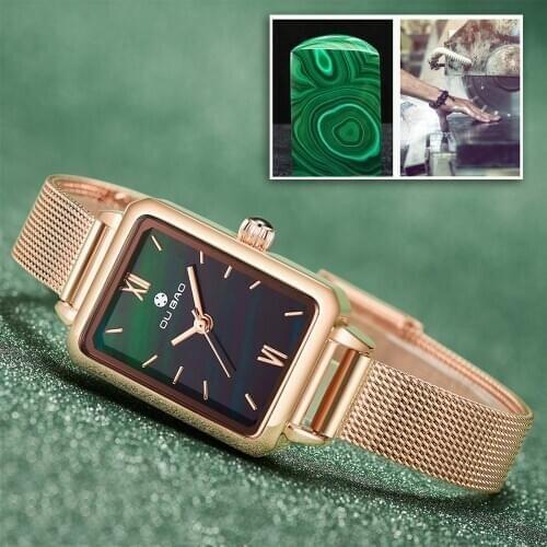 Malachite Green Rosegold Watches Women 2020 New Fashion Small Quartz Wristwatches Japan Movement Brand Designer Clock Waterproof