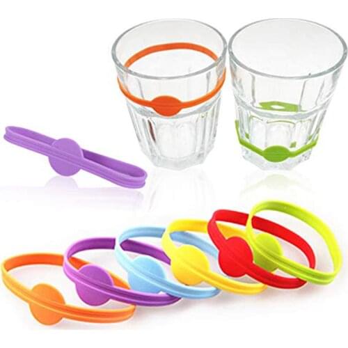 Drink Marker Silicone Strip Tag Marker For Party Drinking Wine Beer Glasses Cups Flexible Goblet Glass Stripe Markers For Party